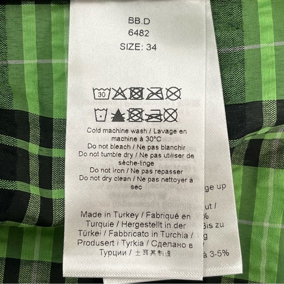 GANNI Seersucker Tiered Check Midi Dress Women in Peapod Green and Black Size 2 - Picture 11 of 16